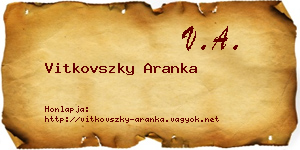 Vitkovszky Aranka névjegykártya
